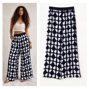 Womens Wide Leg Sheer Pants Size 1X Bohemian Beachy Coastal Flowy Retro Festival